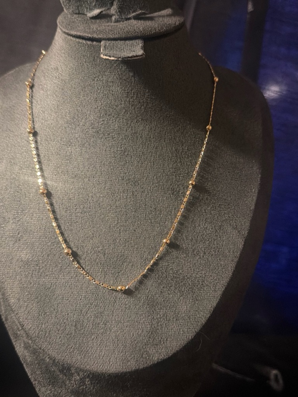 Delicate Gold plated Beaded Station Necklace - Women Jewelry